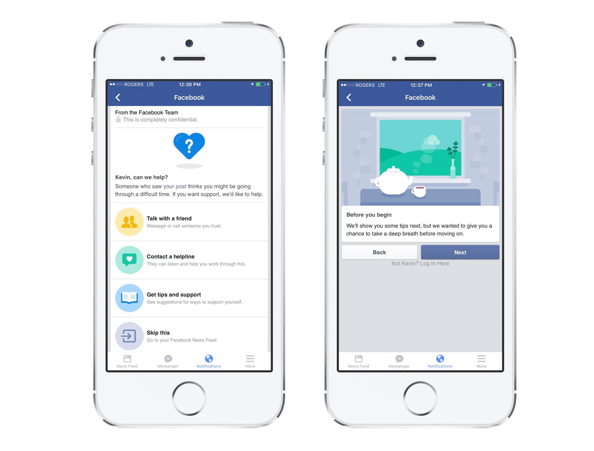 Tako bo izgledal vmesnik orodja, s katerim bo Facebook poskušal preprečiti samomor uporabnika.