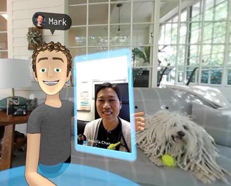 Mark Zuckerberg opravlja svoj prvi videoklic v navidezni resničnosti.