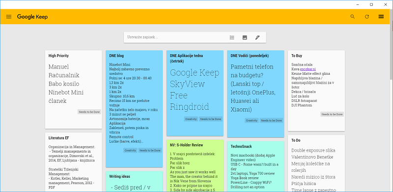 Google Keep namizni program