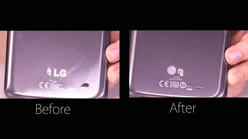 Telefon LG G Flex je imel zadnjo stran iz materiala, ki je lahko sam zacelil manjše praske. Vir: CyberShack