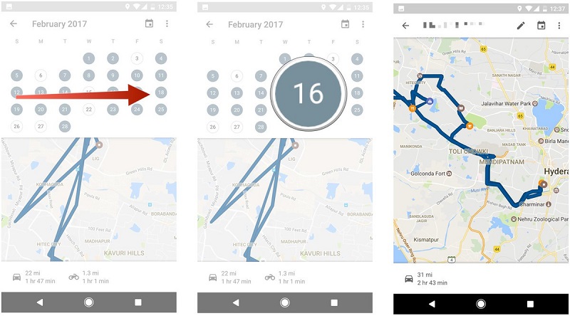 Z izbiro datuma se vam izriše pot in postanki, ki ste jih opravili na tisti dan. Vir: Android Central