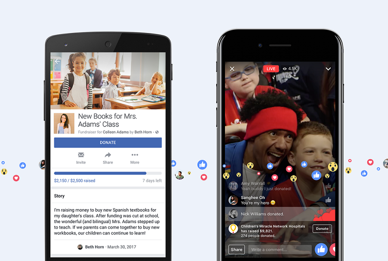 Facebook je poleg osebnih kampanj oznanil tudi nov gumb za donacije, ki ga bodo lahko podjetja s svojimi stranmi na Facebooku uporabila med videi, ki jih prenašajo v živo.