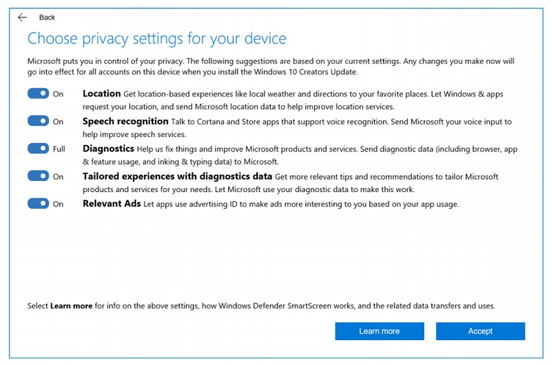 Nova posodobitev bo prinesla nekaj več nadzora nad tem, kaj delimo z Microsoftom. Vir: TheVerge