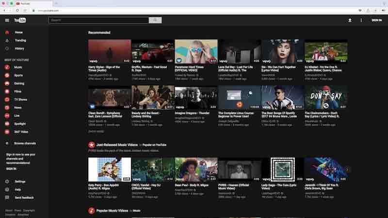 Nov Temni način je zelo zanimiv in drugačen od podobe Youtuba, kot smo je vajeni. Vir: Fossbytes